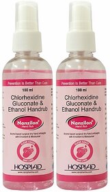 Hospiaid Nanzilon Handrub 24 Hour Protection Spray- 99.99 Effective Against Germs Sanitizer Spray Pump Dispenser (2 X 100 Ml)