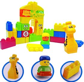 Aseenaa Dream Building Blocks for Kids with Bag and Zip Packing  Different Shape Blocks Toys of 35 Pcs Multicolor