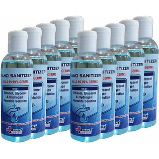 Nanz Comfort Instant Sanitizer With Emollient  Moisturizer (Fliptop) Hand Sanitizer Bottle (10 X 100 Ml)