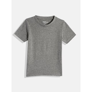                       Boys Grey Solid Regular Fit T-shirt                                              