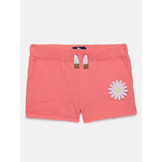                       Girls Pink Solid Slim Fit Regular Shorts                                              