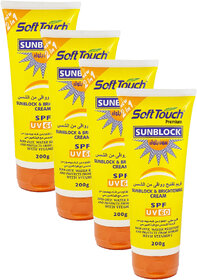 Soft Touch Sunblock  Brightening SPF UV60 Cream - 200g (Pack Of 4)