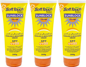 SoftTouch Sunblock  Brightening Day Cream - Pack Of 3 (200g)
