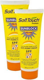 Soft Touch Sunblock Anti Aging SPF UV60 Cream - 100g (Pack Of 2)