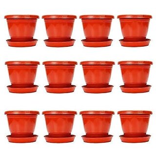                       Raabbo  (12 Inch Round pots for Home- Indoor and Outdoor, Garden, Balcony  Pack of  Brown                                              