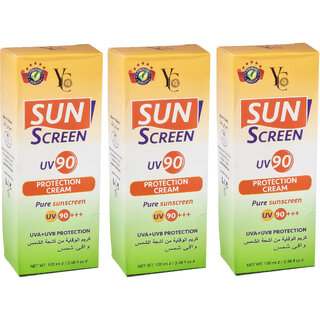 YC Sun Screen UV90 Protection Cream - 100ml (Pack Of 3) YC Sun Screen UV90 Protection Cream - 100ml (Pack Of 3)