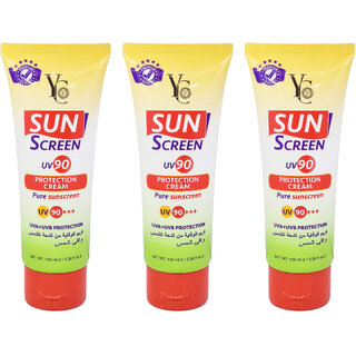                       YC Sun Screen UVA + UVB Protection Cream - Pack Of 3 (100ml)                                              