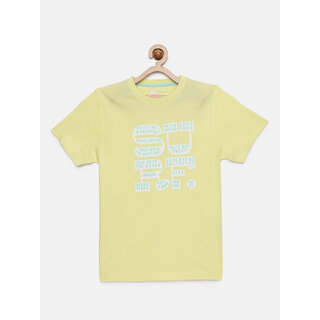                       Boys Yellow Printed Round Neck T-shirt                                              