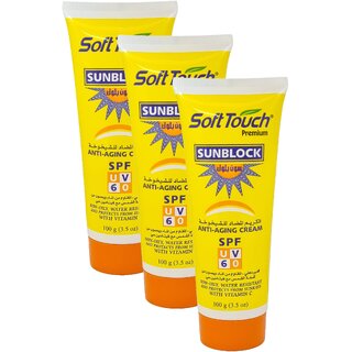 Soft Touch Sunblock Anti Aging SPF UV60 Cream - 100g (Pack Of 3) Soft Touch Sunblock Anti Aging SPF UV60 Cream - 100g (Pack Of 3)
