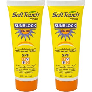                       SoftTouch Sunblock  Anti-aging Day Cream - Pack Of 2 (100g)                                              