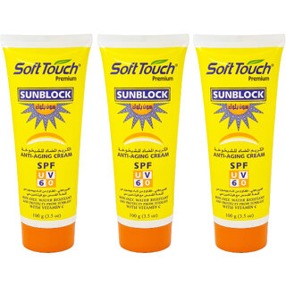 SoftTouch Sunblock  Anti-aging Day Cream - Pack Of 3 (100g)