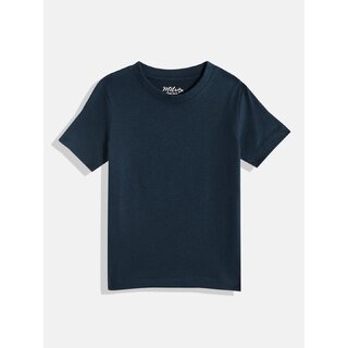                       Boys Navy Blue Solid Regular Fit T-shirt                                              