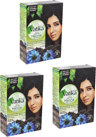 Vatika Henna  Blackseed Natural Black 1 Hair Colours - 60g (Pack Of 3)