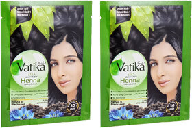 Vatika Henna  Blackseed Black Hair Colour For Men  Women - Pack Of 2 (60g)