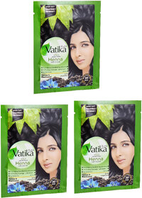 Vatika Henna  Blackseed Black Hair Colour For Men  Women - Pack Of 3 (60g)