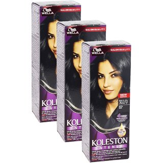                       Wella Koleston Black 302/0 Hair Colour - Pack Of 3 (110ml)                                              