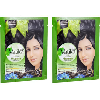                       Vatika Henna  Blackseed Black Hair Colour For Men  Women - Pack Of 2 (60g)                                              