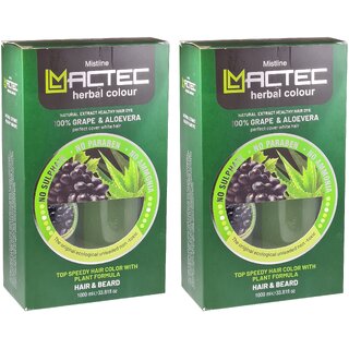                       Mistline Mactec Grape & Aloevera For Hair & Beard Herbal Colour - 1000ml (Pack Of 2)                                              