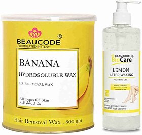 Beaucode Professional Rica Banana Hair Removing Wax 800 gm + Mint After Waxing Gel 500 ml ( Pack of 2 ) (2 Items in the set)