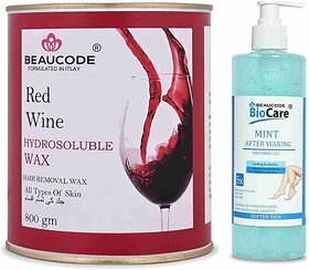 Beaucode Professional Rica Red Wine Hair Removing Wax 800 gm + Mint After Waxing Gel 500 ml ( Pack of 2 ) (2 Items in the set)