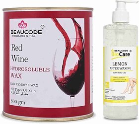 Beaucode Professional Rica Red Wine Hair Removing Wax 800 gm + Lemon After Waxing Gel 500 ml ( Pack of 2 ) (2 Items in the set)