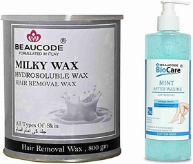 Beaucode Professional Rica Milky Hair Removing Wax 800 gm + Mint After Waxing Gel 500 ml ( Pack of 2 ) (2 Items in the set)