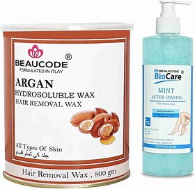 Beaucode Professional Rica Argan Hair Removing Wax 800 gm + Mint After Waxing Gel 500 ml ( Pack of 2 ) (2 Items in the set)