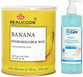 Beaucode Professional Rica Banana Hair Removing Wax 800 gm + Cool After Waxing Gel 500 ml ( Pack of 2 ) (2 Items in the set)