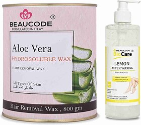 Beaucode Professional Rica Aloe Vera Hair Removing Wax 800 gm + Mint After Waxing Gel 500 ml ( Pack of 2 ) (2 Items in the set)