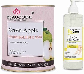 Beaucode Professional Rica Green Apple Hair Removing Wax 800 gm + Lemon After Waxing Gel 500 ml ( Pack of 2 ) (2 Items in the set)