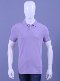 Men's Lavender Enzyme Finish Solid Polo T-Shirt