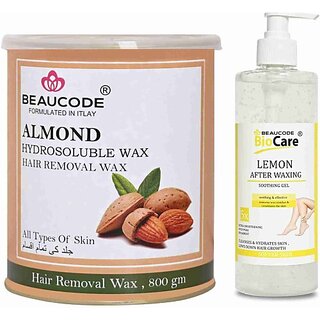 Beaucode Professional Rica Almond Hair Removing Wax 800 gm + Lemon After Waxing Gel 500 ml ( Pack of 2 ) (2 Items in the set)