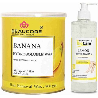 Beaucode Professional Rica Banana Hair Removing Wax 800 gm + Mint After Waxing Gel 500 ml ( Pack of 2 ) (2 Items in the set)