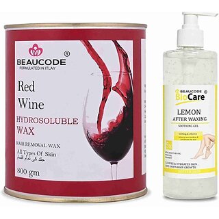                       Beaucode Professional Rica Red Wine Hair Removing Wax 800 gm + Lemon After Waxing Gel 500 ml ( Pack of 2 ) (2 Items in the set)                                              