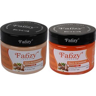                       fabzy London Haldi And Chandan Face Pack 500 ml + Haldi And Chandan Gel 500 ml ( Pack Of 2 x 500 ml ) (2 Items in the set)                                              
