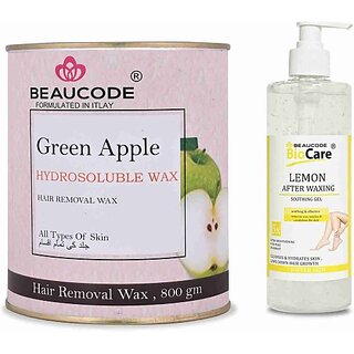                       Beaucode Professional Rica Green Apple Hair Removing Wax 800 gm + Lemon After Waxing Gel 500 ml ( Pack of 2 ) (2 Items in the set)                                              