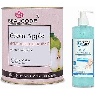                       Beaucode Professional Rica Green Apple Hair Removing Wax 800 gm + Mint After Waxing Gel 500 ml ( Pack of 2 ) (2 Items in the set)                                              