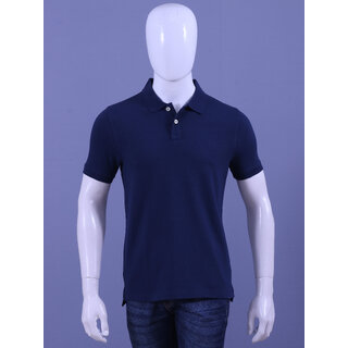                       Men's Navy Enzyme Finish Solid Polo T-Shirt                                              
