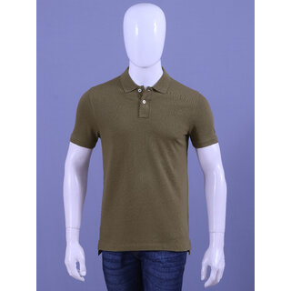                       Men's Olive Green Enzyme Finish Solid Polo T-Shirt                                              