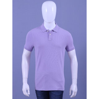 Men's Lavender Enzyme Finish Solid Polo T-Shirt