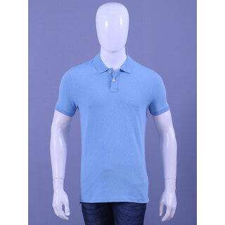                       Men's Lt.Blue Enzyme Finish Solid Polo T-Shirt                                              