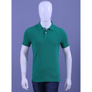                       Men's Green Enzyme Finish Solid Polo T-Shirt                                              