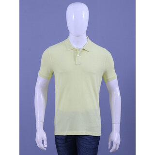                       Men's Lt.Yellow Enzyme Finish Solid Polo T-Shirt                                              