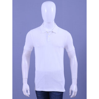                       Men's Briliant White Enzyme Finish Solid Polo T-Shirt                                              