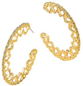 Golden Hearts in a Round Loop Pattern Quirky Dangler Earrings for Women