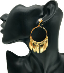 Golden Quirky Leaf Tassels with a hollow ring Dangler Earrings for Women
