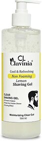 CLAVINIA Lemon Non Foamy Shaving Gel, For Men, Paraben and Sulfate Free, 500gm (500 ml)