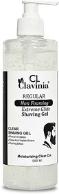 CLAVINIA Regular Non Foamy Shaving Gel, For Men, Paraben and Sulfate Free, 500gm (500 ml)