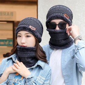 Eastern Club Unisex Grey Woolen Winter Cap (Pack of 2)