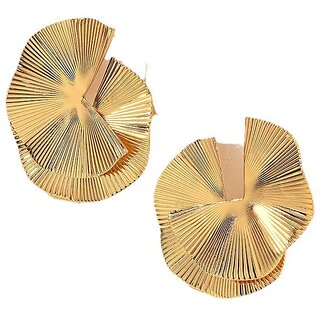 Golden Frilled in Round Pattern Quirky Dangler Earrings for Women